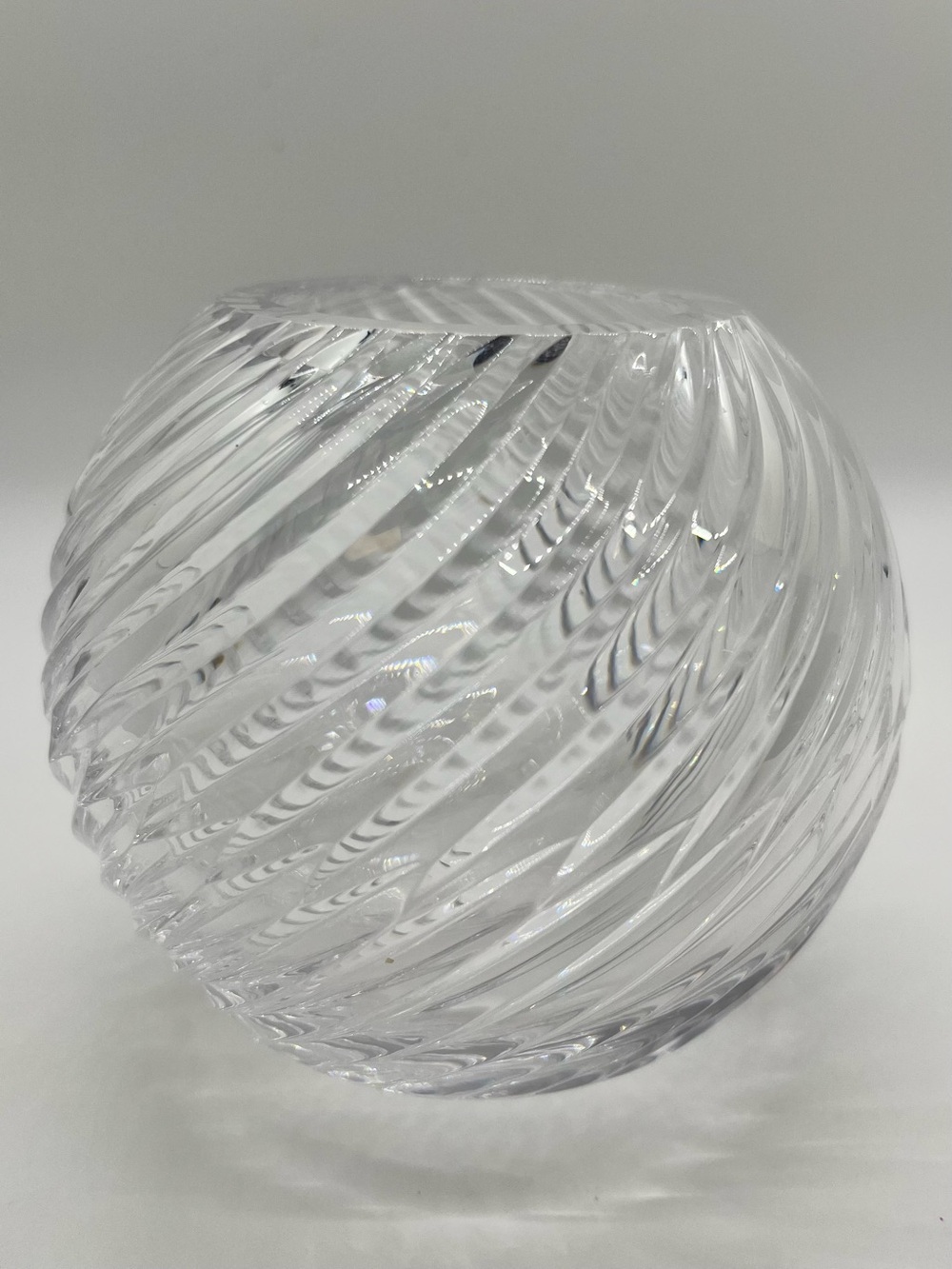 Vintage Astral Swirled Lead Crystal Glass Sphere Rose Bowl Vase